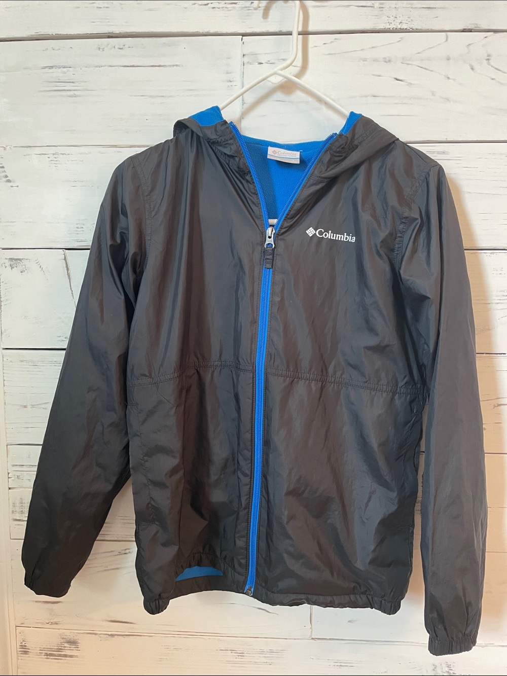 Columbia Black Jacket with Blue Trim and Hood